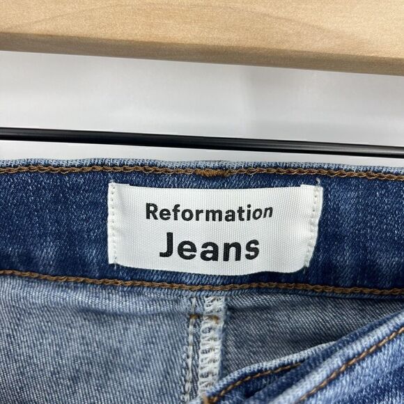 Reformation Jeans Size 27 Womens Blue Denim Mid Rise Skinny Destin Wash Stretch - Picture 3 of 8